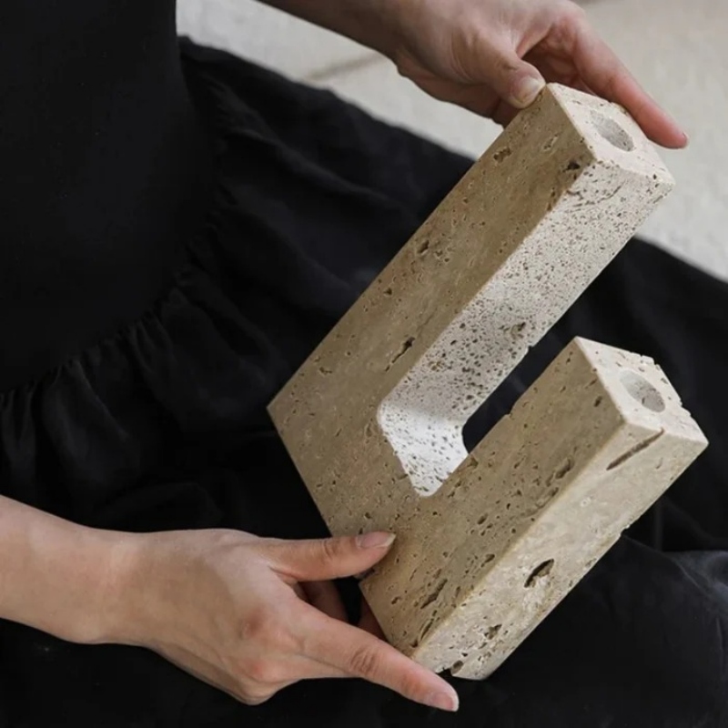 Natural stone candle holder