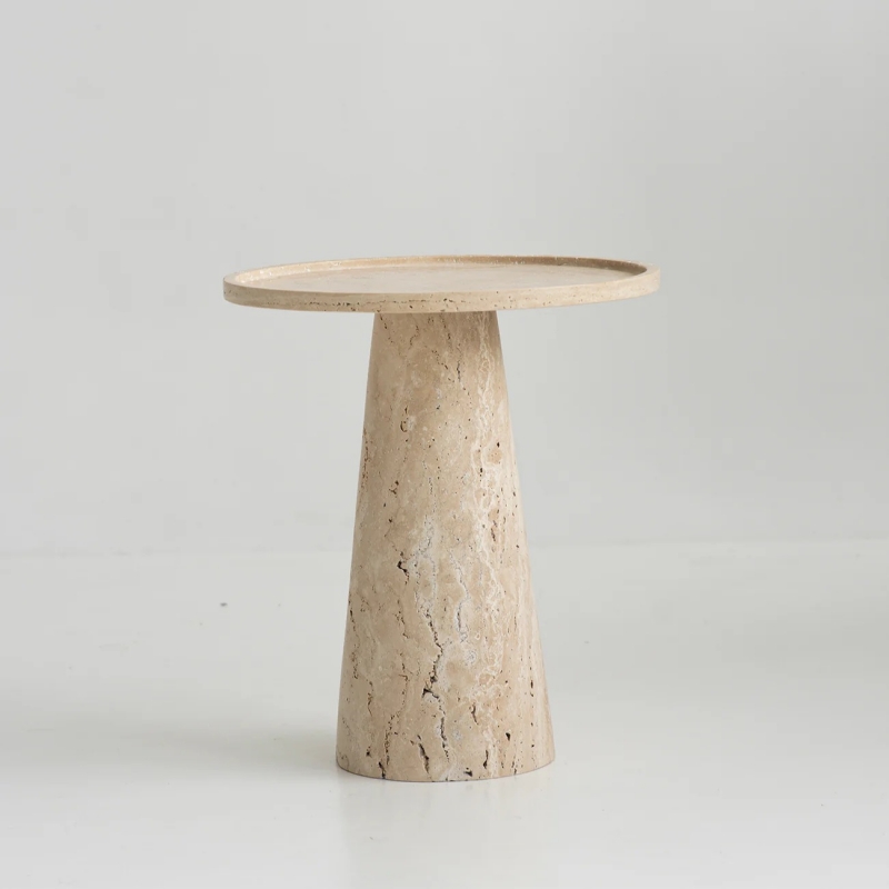 Beige Travertine Bedside Table