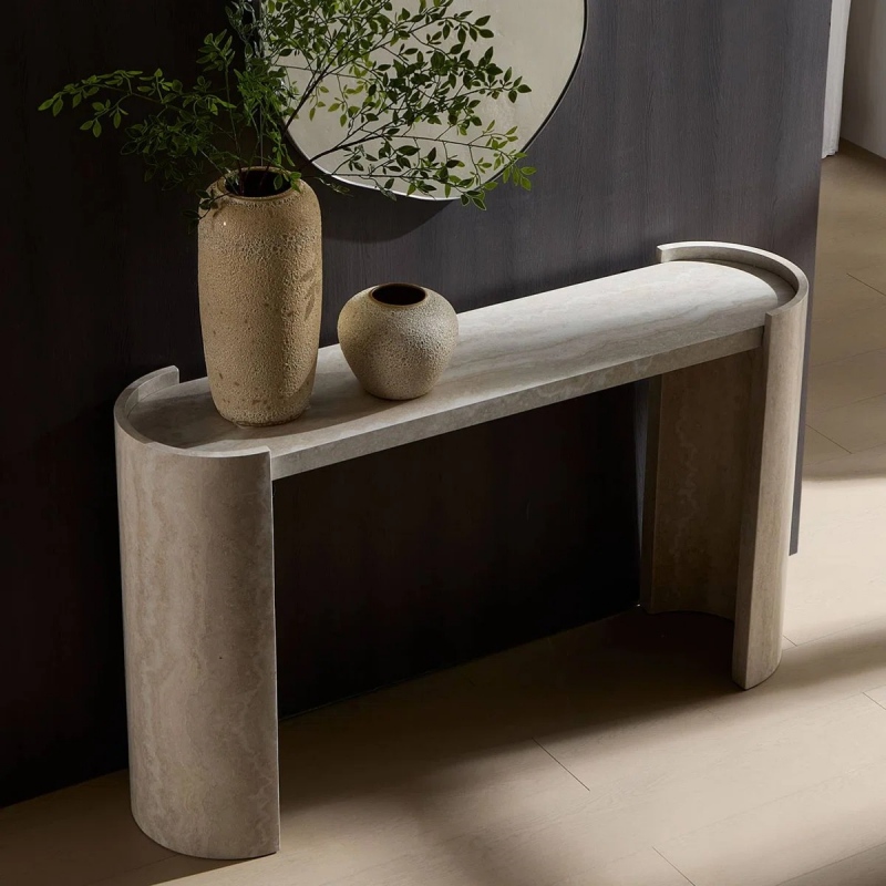 Beige Travertine Console Table