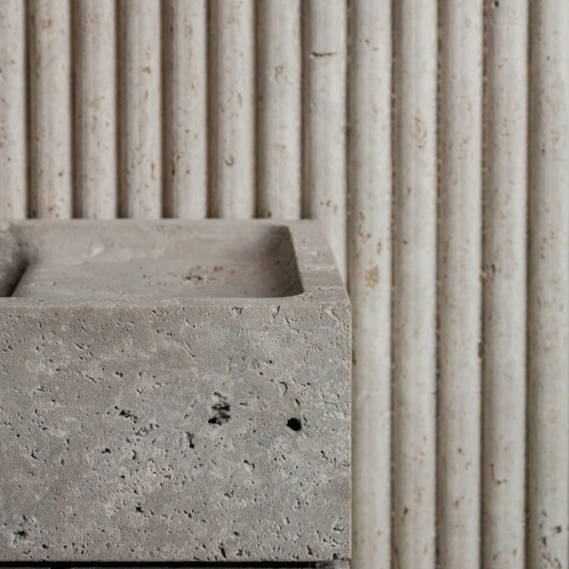 Travertine vanity top with sink