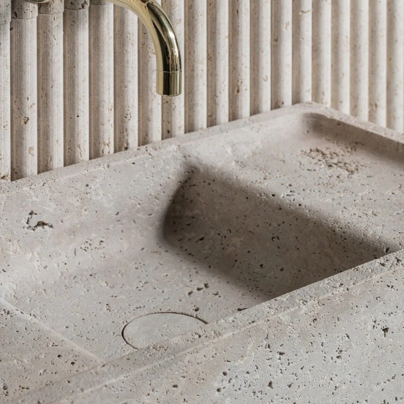 Beige Travertine bathroom vanity