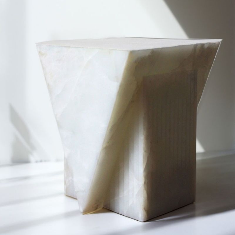 White marble plinth side table