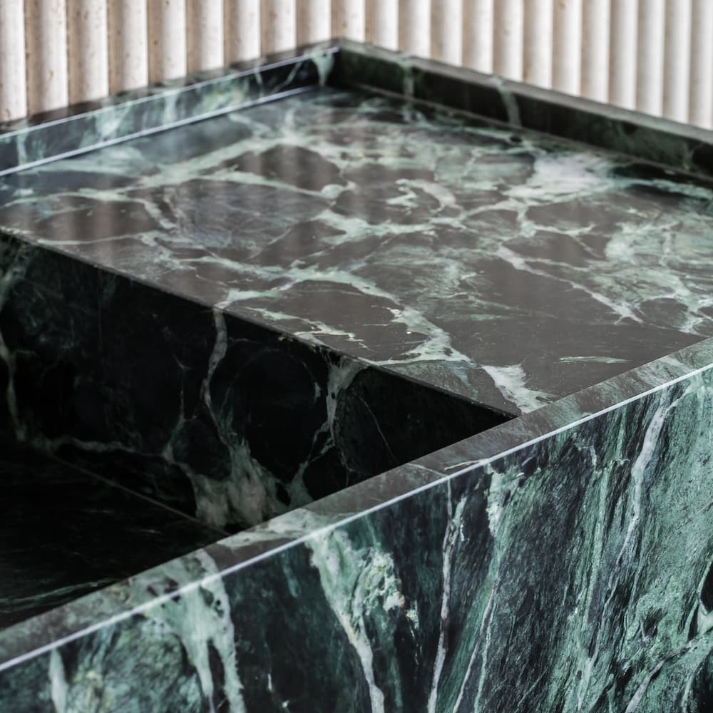 Pia de pedestal de mármore Verde Alpi