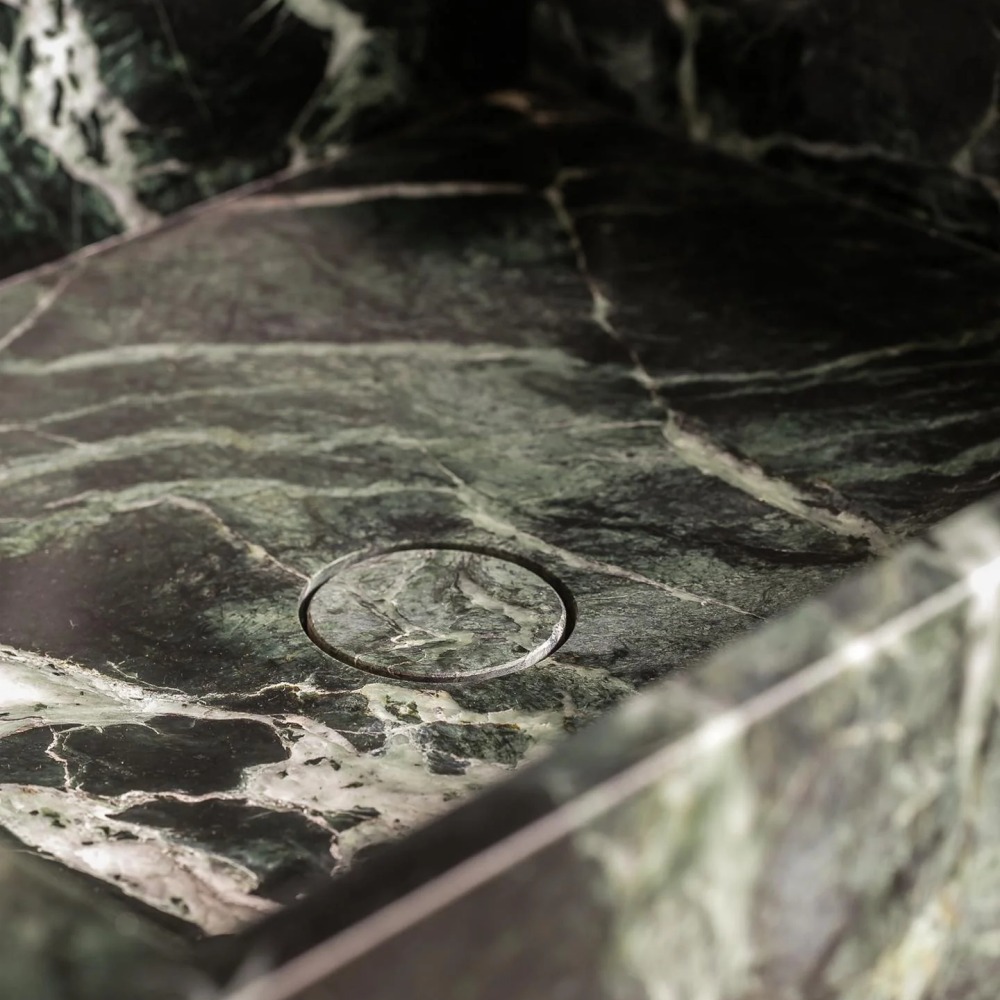 Pia de pedestal de mármore Verde Alpi