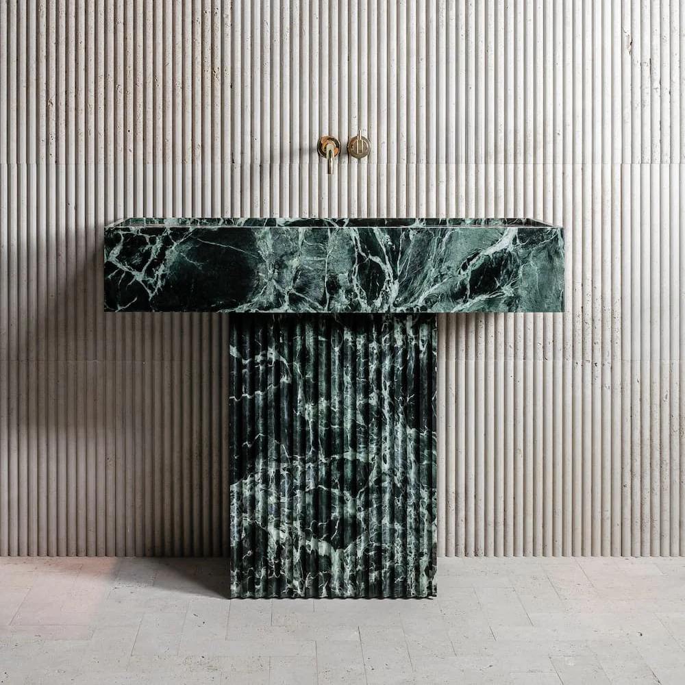 Verde Alpi Marble Pedestal Sink