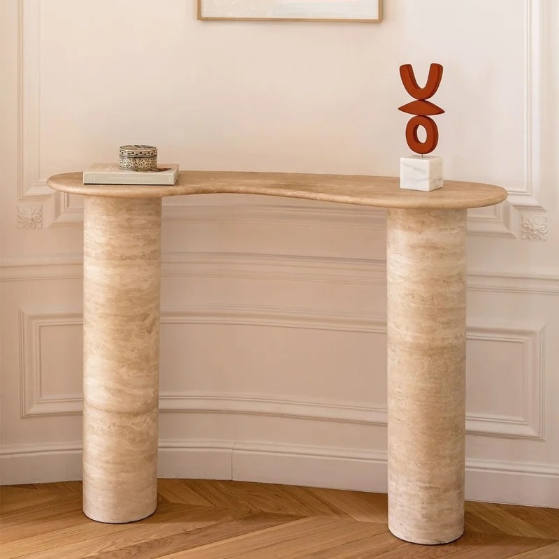 Beige Travertine Console Table