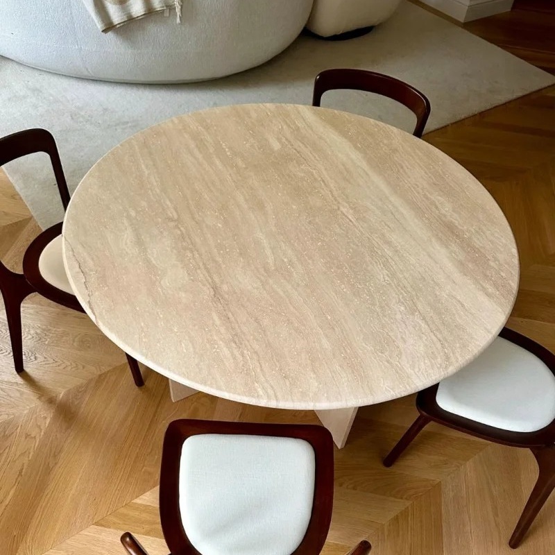 Nordic Style Travertine Dining Table