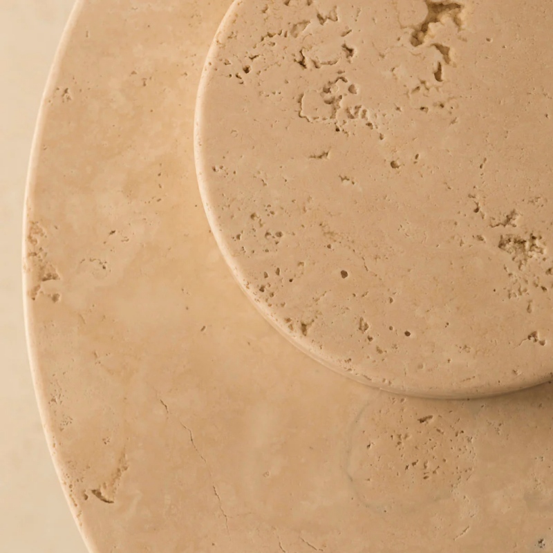 Travertine Geometric Art Side Table