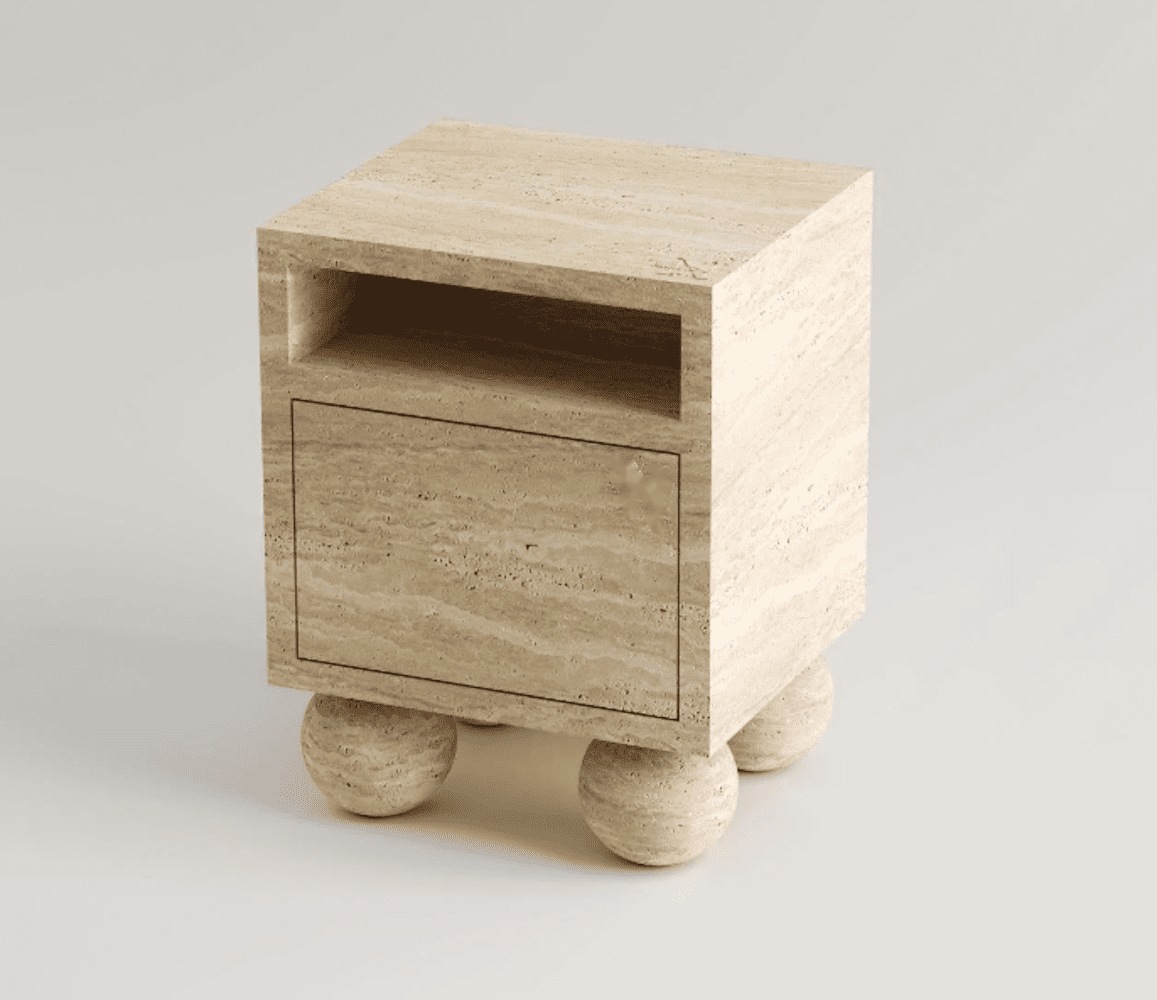 Beige Travertine Bedside Table
